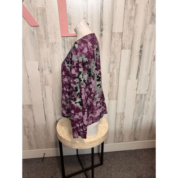 Croft & Barrow XL Purple Floral Long Sleeve Top Soft Cotton Casual Blouse NWT - Picture 5 of 7